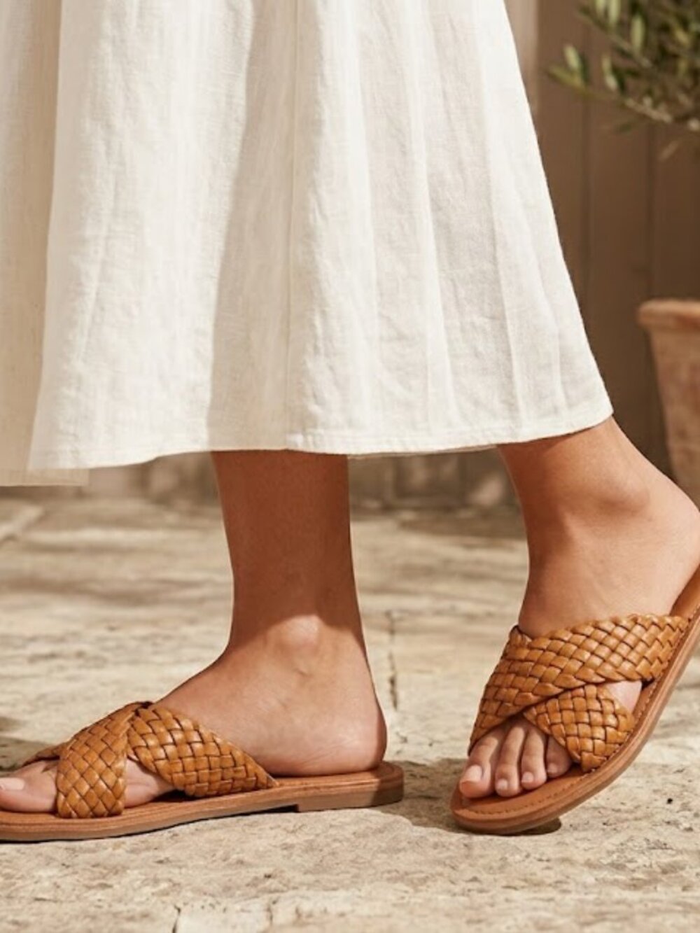 NWT Universal Thread Tan Braided Slide Sandals | Women's Size 6